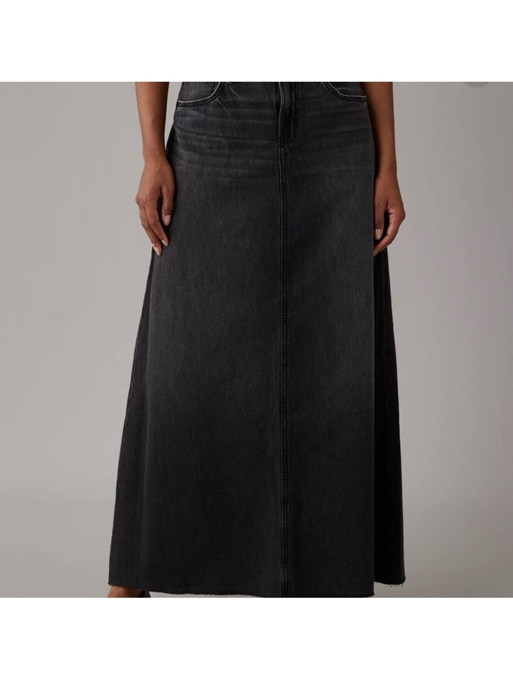 American Eagle Outfitters Black Washed Maxi Denim Skirt